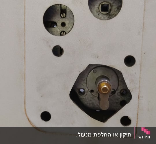 מנעול או חלק ממערכת נעילה על דלת
